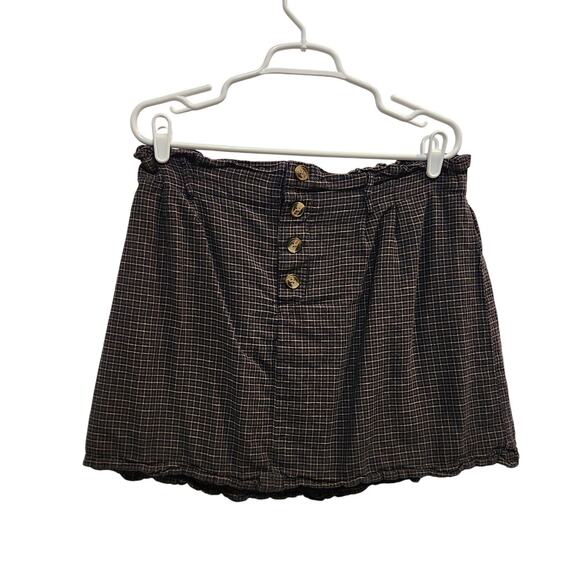 American Eagle Plaid Button Fly A-Line Mini Skirt Casual Retro Y2K Navy Size XL - Picture 1 of 8